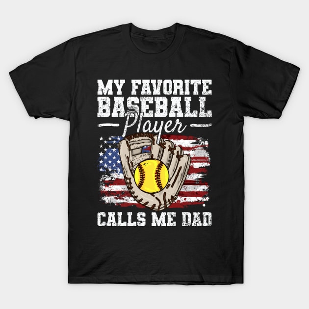 Baseball Dad USA Flag Father Father’s Day T-Shirt by KAWAIITEE